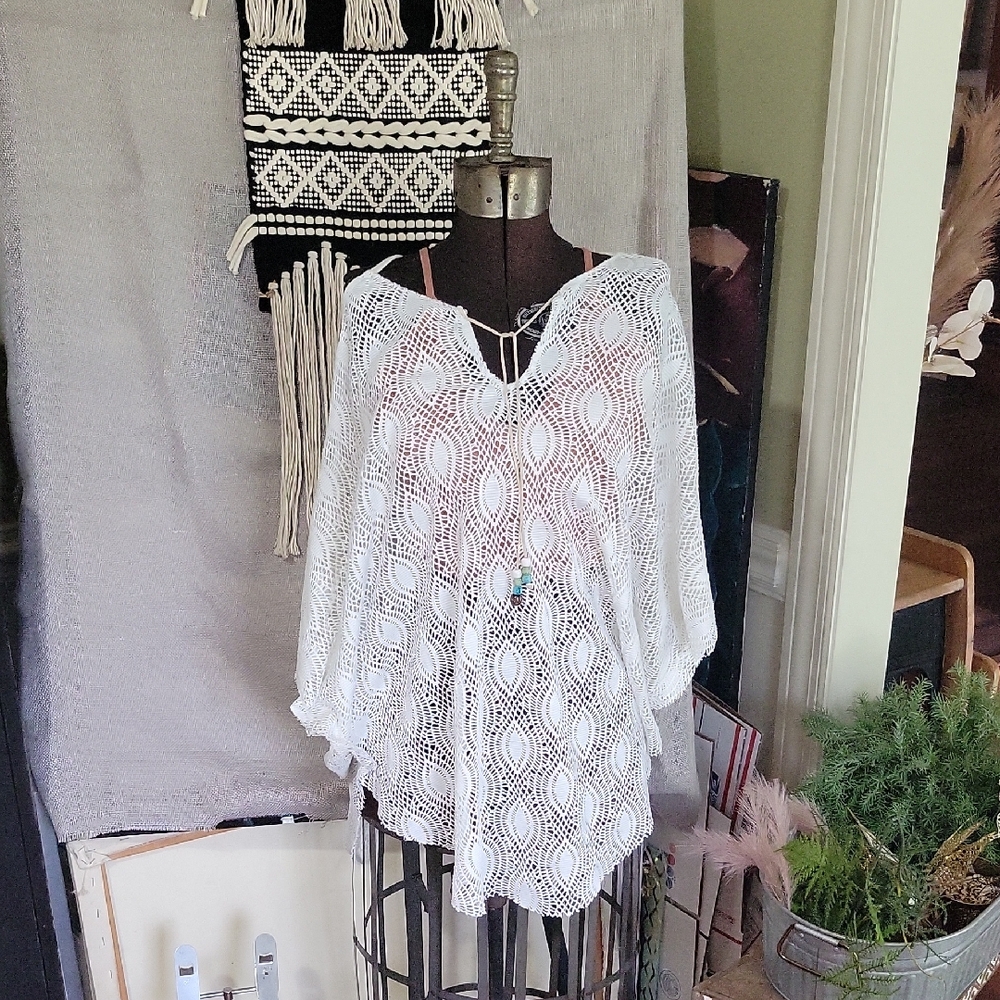 Saint Tropez West White Crochet Cover-Up S